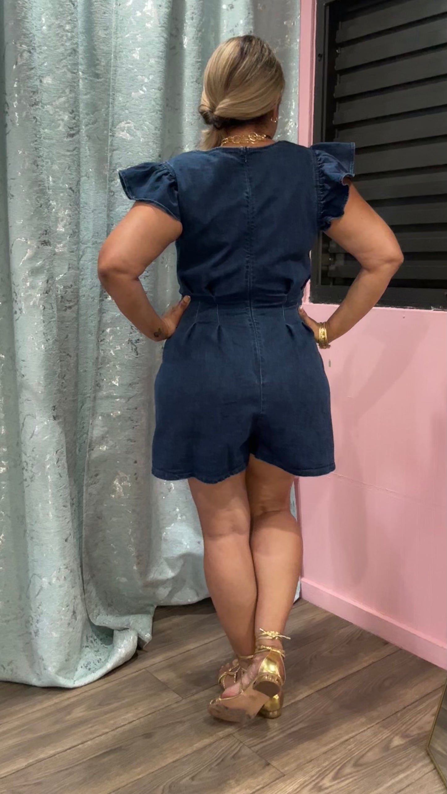 Washed Denim Romper