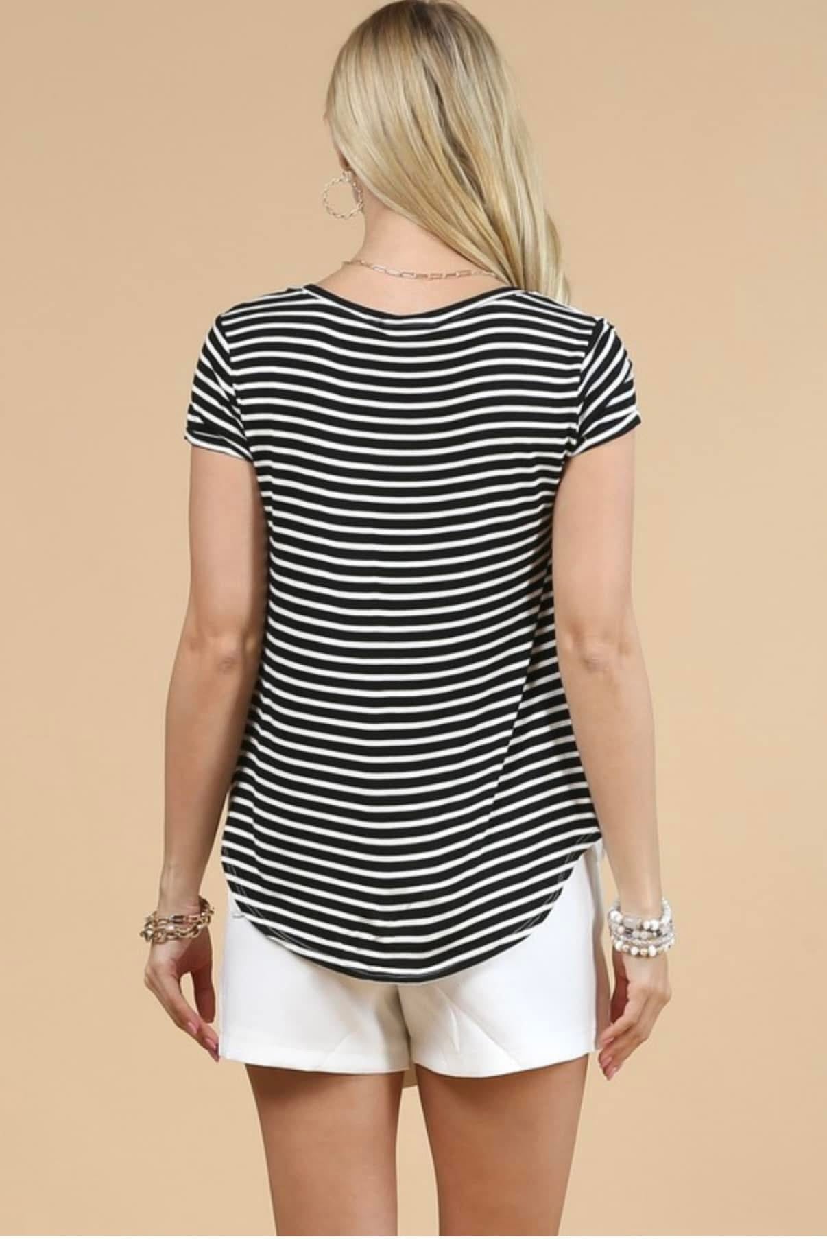 White & Black Print Top