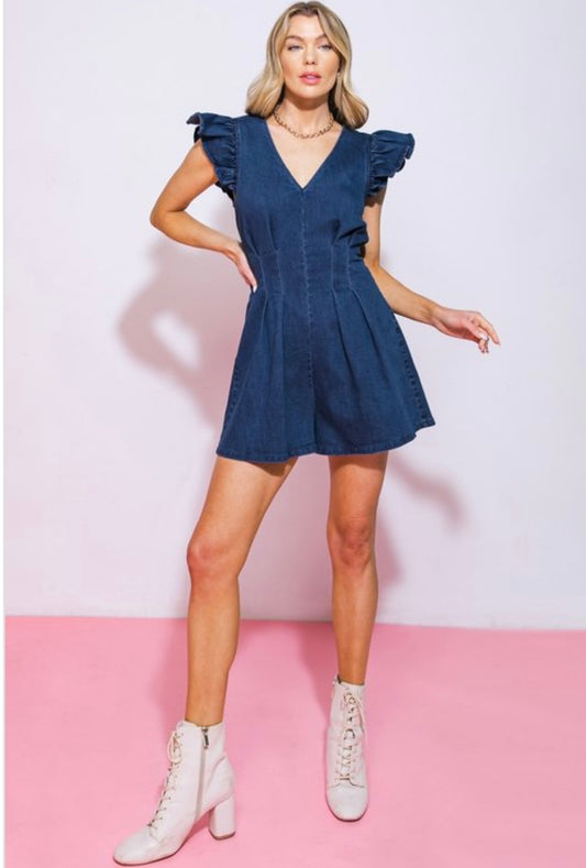 Washed Denim Romper