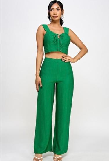 Top and Long Pant Green Set